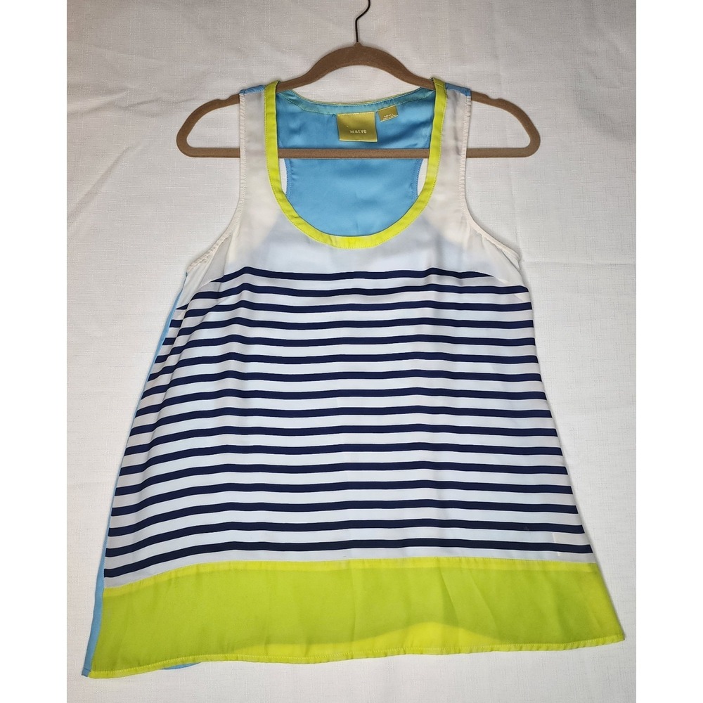 Anthropologie Maeve Tank Top Women's Small Colorblock Racerback Scoop Neck